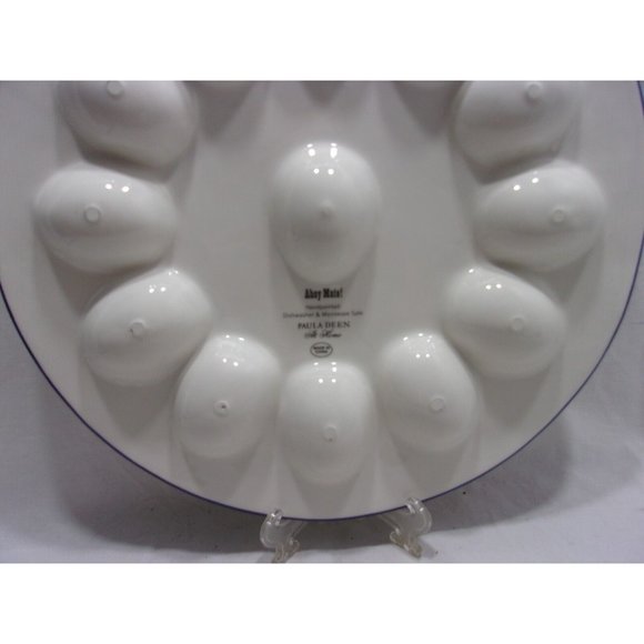 Paula Deen Nautical Ahoy Matte!! Deviled Egg Plate/Platter 12"D Easter - Picture 6 of 10